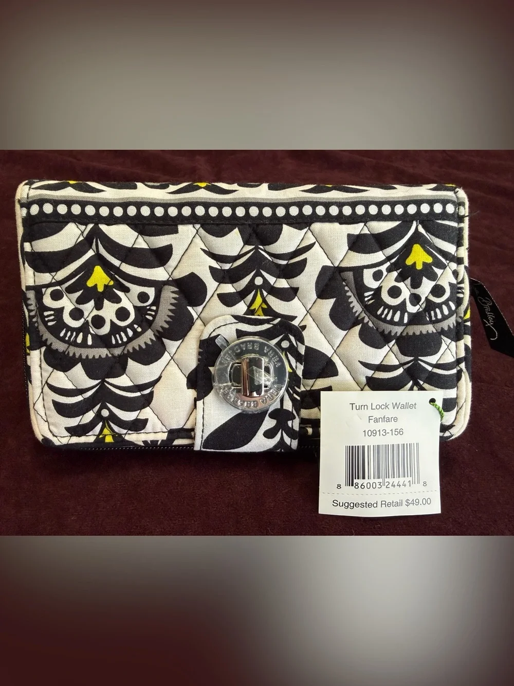 NWT Vera Bradley Turn Lock Wallet in Fanfare